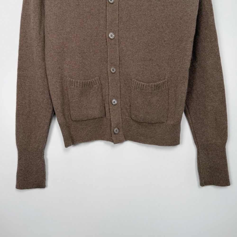 L.L.Bean Mink & Merino Wool Cardigan Medium Brown V-Neck Button Quiet Luxury - Picture 3 of 10